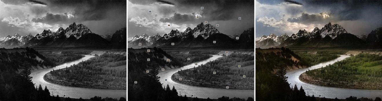 Paesaggio bianco e nero app trasforma a colori Paesaggio bianco e nero app trasforma a colori