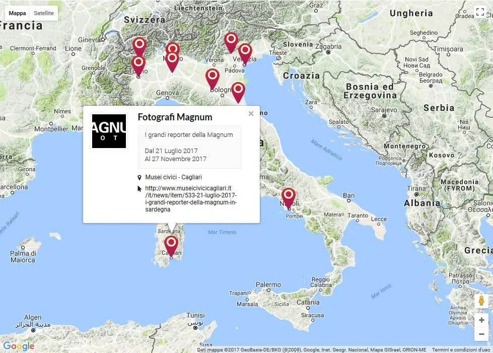 Mappa interattiva delle mostre ed eventi fotografici in Italia